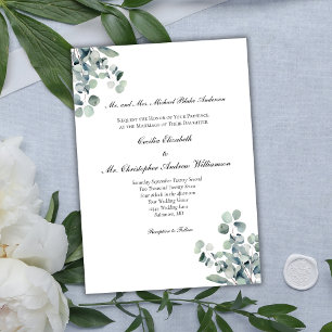 Invitation Eucalyptus Verdure Élégant Mariage de l'écriture f
