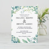 Invitation Eucalyptus Verdure Élégant Mariage Floral (Debout devant)