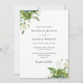Invitation Eucalyptus Verdure Élégant Mariage Monogramme (Devant)