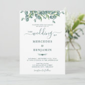 Invitation Eucalyptus Verdure Élégant Mariage Sage (Debout devant)