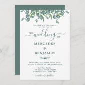 Invitation Eucalyptus Verdure Élégant Mariage Sage (Devant / Derrière)