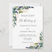 Invitation Eucalyptus verdure élégant mariage script (Devant)