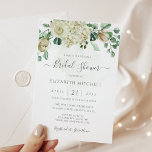 Invitation Eucalyptus Verdure Élégante Fête des mariées Flora<br><div class="desc">Une élégante invitation à la douche nuptiale fleurie avec des roses d'aquarelle et des feuilles d'eucalyptus avec calligraphie manuscrite moderne.</div>