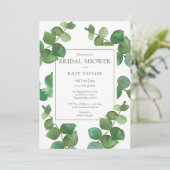 Invitation Eucalyptus Verdure Élégante Fête des mariées Or (Debout devant)