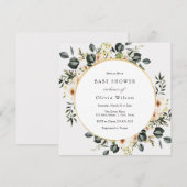 Invitation Eucalyptus Verdure et Baby shower floral ivoire (Devant / Derrière)