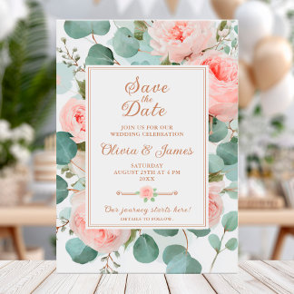 Invitation Eucalyptus verdure et les pivoines rousses sauvent