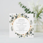 Invitation Eucalyptus Verdure et Mariage floral ivoire (Debout devant)