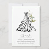 Invitation Eucalyptus Verdure et robe Mariage (Devant)