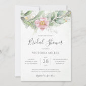 Invitation Eucalyptus Verdure Fête des mariées florale rose (Devant)