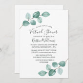 Invitation Eucalyptus verdure Fête des mariées virtuelle noir (Devant / Derrière)