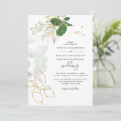 Invitation Eucalyptus Verdure Feuilles Dorées Géométrique Scr (Debout devant)