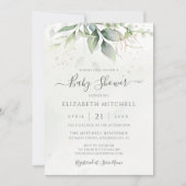 Invitation Eucalyptus Verdure Feuilles Elégant Baby shower (Devant)