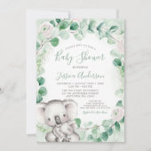 Invitation Eucalyptus verdure Floral Baby shower Koala (Devant)