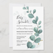 Invitation Eucalyptus Verdure & Gold Baby Sprinkle Invitati (Devant)