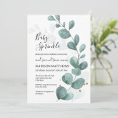 Invitation Eucalyptus Verdure & Gold Baby Sprinkle Invitati (Debout devant)