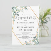 Invitation Eucalyptus Verdure Gold Frame Engagement Party (Debout devant)