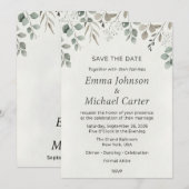 Invitation Eucalyptus Verdure & Gypsophile Save (Devant / Derrière)