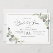 Invitation eucalyptus verdure lettrage douche nuptiale (Devant)