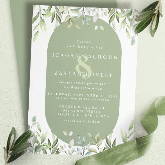Invitation Eucalyptus Verdure Mariage Aquarelle moderne