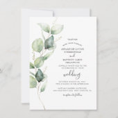 Invitation Eucalyptus Verdure Mariage moderne (Devant)