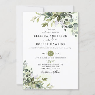 Invitation Eucalyptus Verdure Mariage succulent