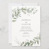 Invitation Eucalyptus Verdure minimaliste Mariage (Devant)