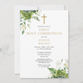 Invitation Eucalyptus Verdure Monogramme Première Communion S (Devant)