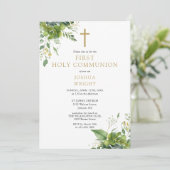 Invitation Eucalyptus Verdure Monogramme Première Communion S (Debout devant)