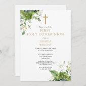 Invitation Eucalyptus Verdure Monogramme Première Communion S (Devant / Derrière)