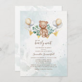 Invitation Eucalyptus verdure On Peut Attendre Baby shower (Devant / Derrière)