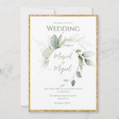 Invitation Eucalyptus Verdure or Aquarelle Mariage moderne (Devant)