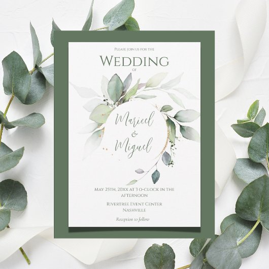 Invitation Eucalyptus Verdure or Aquarelle Mariage moderne