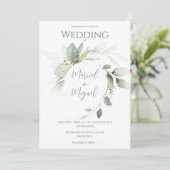 Invitation Eucalyptus Verdure or Aquarelle Mariage moderne (Debout devant)