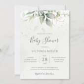 Invitation Eucalyptus Verdure Or Baby shower élégant (Devant)