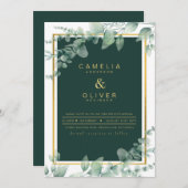 Invitation Eucalyptus Verdure Or Emerald Mariage QR CODE (Devant / Derrière)