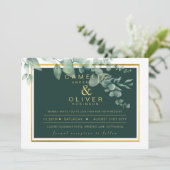 Invitation Eucalyptus Verdure Or Emerald Mariage QR CODE I (Debout devant)