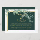 Invitation Eucalyptus Verdure Or Emerald Mariage QR CODE I (Devant / Derrière)