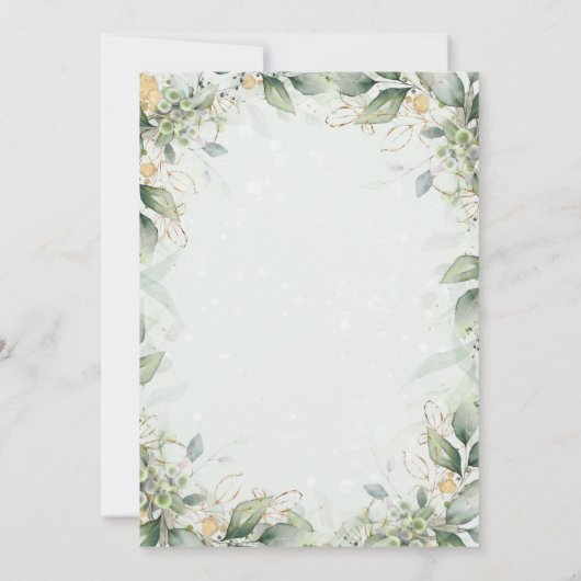 Invitation Eucalyptus Verdure Or Feuilles mariage élégant (Dos)