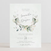 Invitation Eucalyptus Verdure Or Feuilles mariage élégant