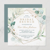 Invitation Eucalyptus Verdure Or Géométrique Bridal Brunch (Devant / Derrière)