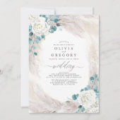 Invitation Eucalyptus Verdure Pampas Grass Mariage exotique (Devant)