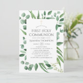 Invitation Eucalyptus Verdure Première Communion Sainte (Debout devant)
