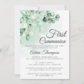 Invitation Eucalyptus Verdure Première Communion simple (Devant)
