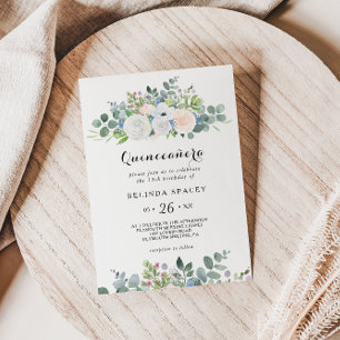 Invitation Eucalyptus Verdure Quinceañera fête d'anniversaire