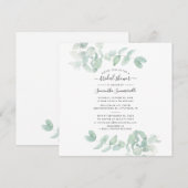 Invitation Eucalyptus Verdure Script Botanique Enterrement de (Devant / Derrière)
