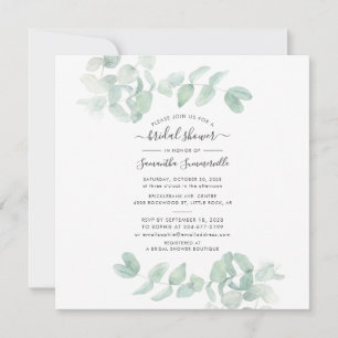 Invitation Eucalyptus Verdure Script Botanique Enterrement de