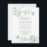 Invitation Eucalyptus Verdure Script Fête des mariées botaniq<br><div class="desc">Eucalyptus Script de verdure Botanique Douche nuptiale Invitation. Customisez facilement cette invitation de douche nuptiale en cliquant sur le bouton "Personnaliser" ci-dessus. La carte dispose d'un élégant feuillage de verdure à eucalyptus moderne avec script et disposition moderne. CONSEIL : Idéal pour les fêtes surprise, les baby showers, les mariages et...</div>