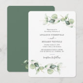 Invitation Eucalyptus Verdure Script minimaliste Mariage (Devant / Derrière)