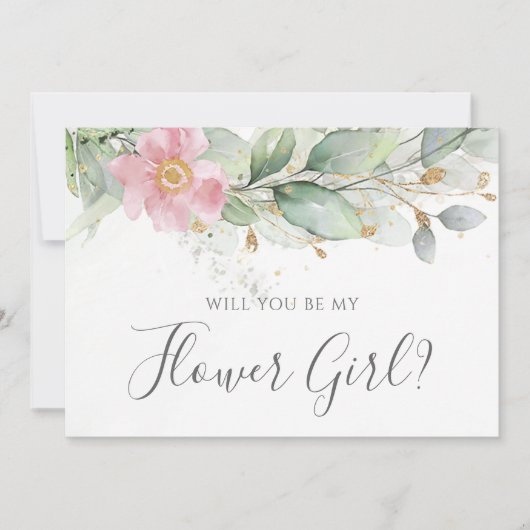 Invitation Eucalyptus Verdure Seras-Tu Ma Demoiselle D'Honneu (Devant)