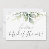 Invitation Eucalyptus Verdure Serez-Vous Ma Fille D'Honneur (Devant)